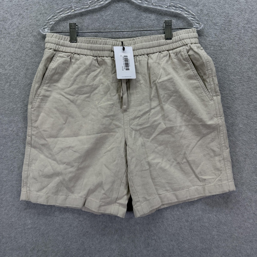 Collars & Co Shorts Mens Medium Beige Linen Cotton Chino Drawstring Pull On